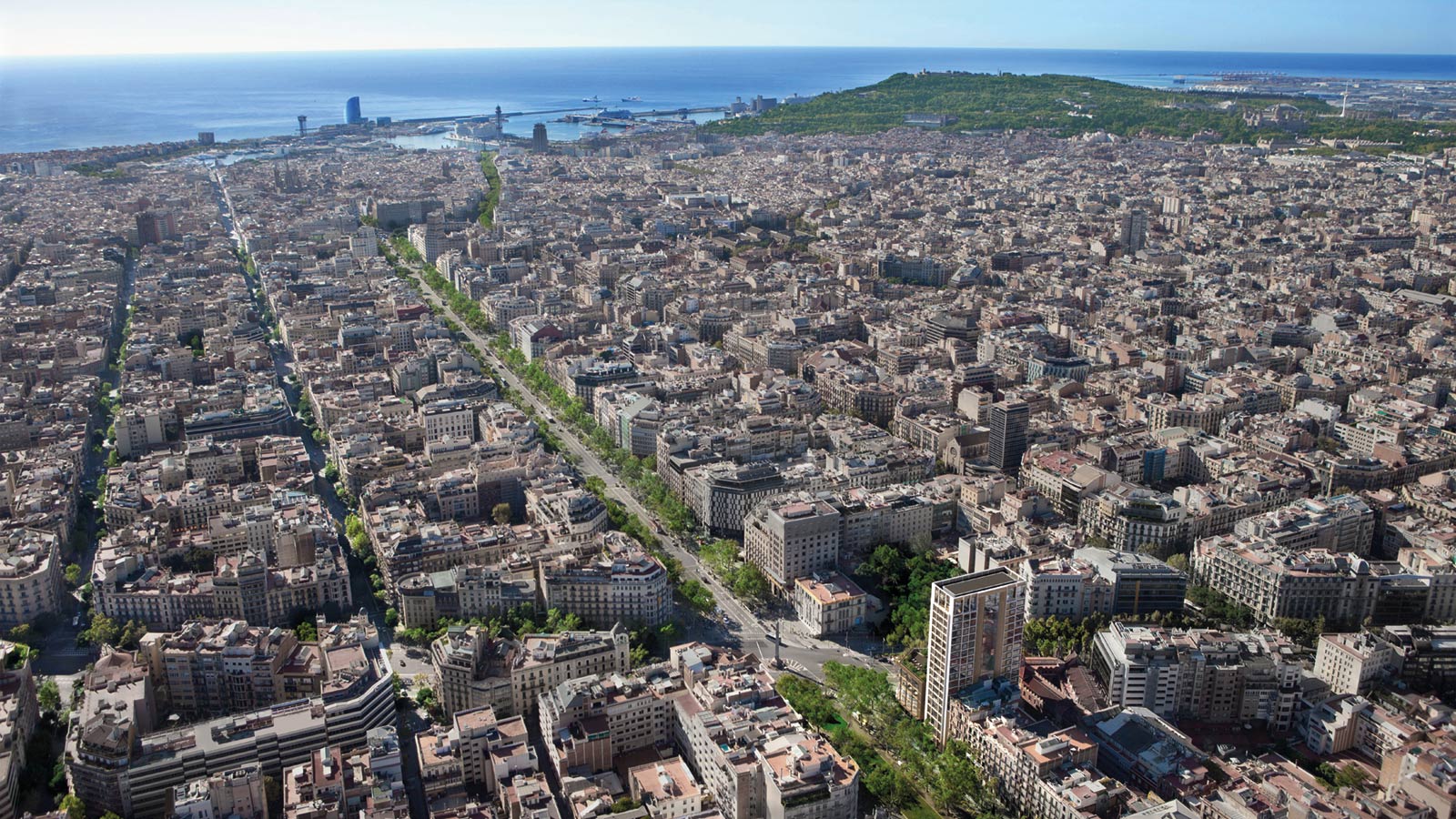 Computer enhanced image of Barcelona – aerial view